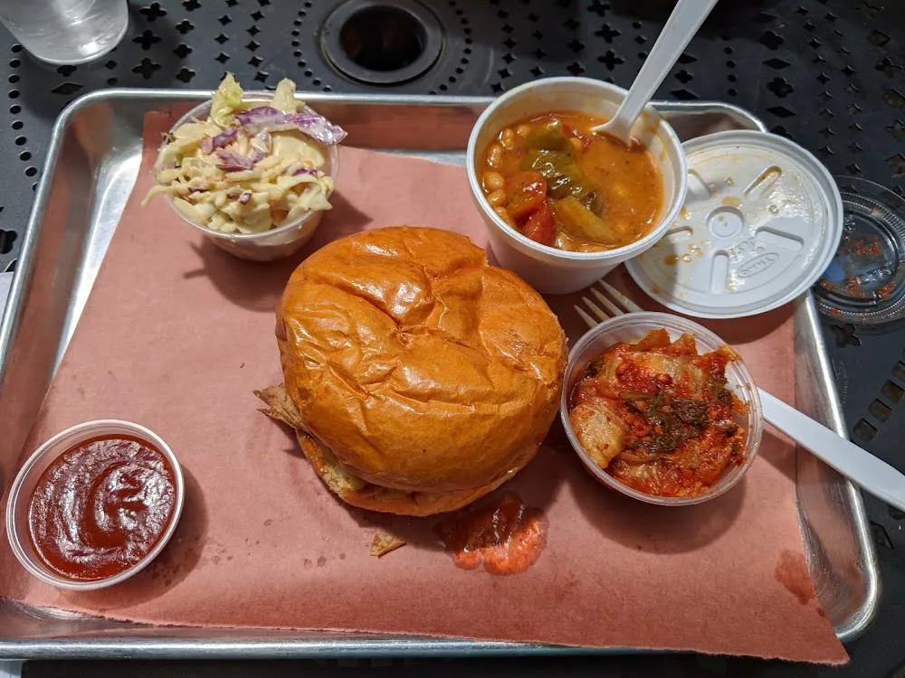 Pulled Pork Baked Beans and Kimchi